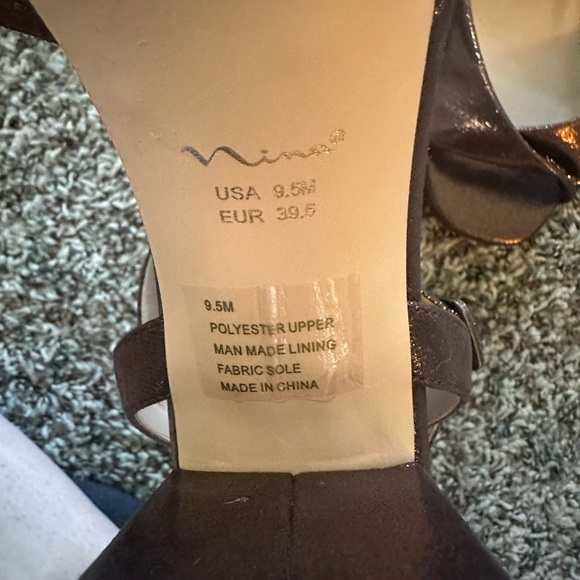 Nina Brown Sparkly Heels with Ankle Strap and Peep-Toe - Picture 5 of 5